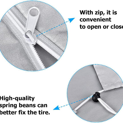 Tire Storage Cover, Universal Tire Cover for 4 Tires, Car Spare Tire Tire Storage Bag Case Protection (Silver).