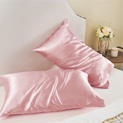 Satin Silk Pillowcase for Hair and Skin, Standard Size Pillowcase, 2-Pack, Super Soft Pillowcase with Envelope Closure.