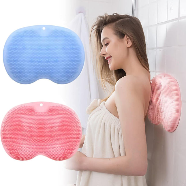 2-pack shower back and foot scrubber, wall-mounted back scrubber silicone bath massage brush with suction cups.