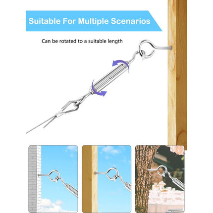 30M/2mm Stainless Steel Wire Kit with M5 Tensioner for Plants, Clothesline, Railings.