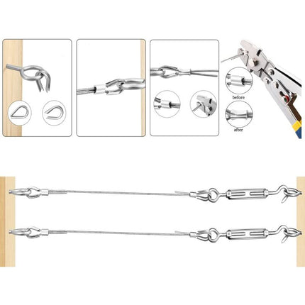 30M/2mm Stainless Steel Wire Kit with M5 Tensioner for Plants, Clothesline, Railings.