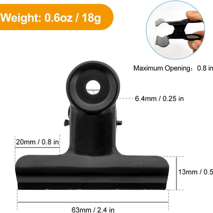 12-pack large black binder paper clips / metal hinge clip Fi.