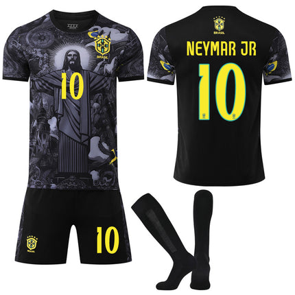 2025-2026 Brazil Short Sleeve Football Shirt Kids Adult With Socks No.10 Neymar Jr 26