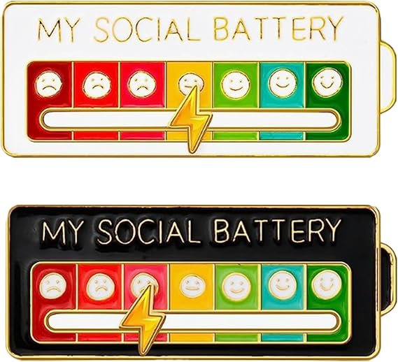pcs MY SOCIAL BATTERY, Funny Social Mood Brooch Pin for 7 Days, Pin Funny Social Battery Brooch Badge Mood Pin Badge Cute.