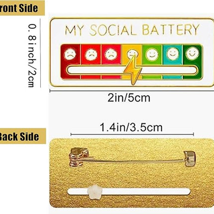 pcs MY SOCIAL BATTERY, Funny Social Mood Brooch Pin for 7 Days, Pin Funny Social Battery Brooch Badge Mood Pin Badge Cute.