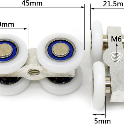 Set of 2 rollers for sliding glass doors.