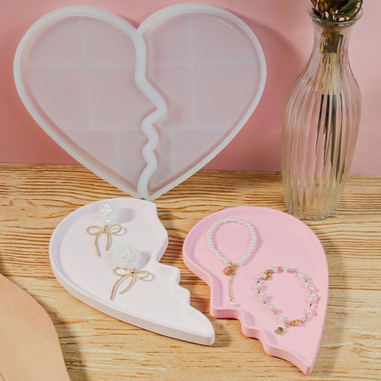 Heart Tray Mold – Jewelry Tray Mold Silicone, Jewelry Holder Resin Mold, Epoxy Resin Casting Mold, Jewelry Tray Dishes for Jewelry Storage.