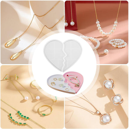 Heart Tray Mold – Jewelry Tray Mold Silicone, Jewelry Holder Resin Mold, Epoxy Resin Casting Mold, Jewelry Tray Dishes for Jewelry Storage.