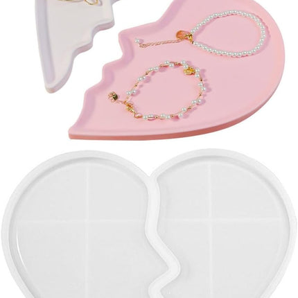 Heart Tray Mold – Jewelry Tray Mold Silicone, Jewelry Holder Resin Mold, Epoxy Resin Casting Mold, Jewelry Tray Dishes for Jewelry Storage.