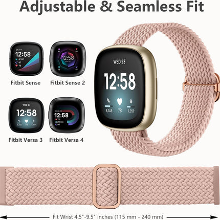 Elastic Braided Nylon Sport Strap for Fitbit Versa - Compatible Straps (Sense/Sense 2).