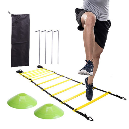 Speed and agility training package 18 pieces - Speed and agility training equipment for football with agility ladders, cones and parachute.