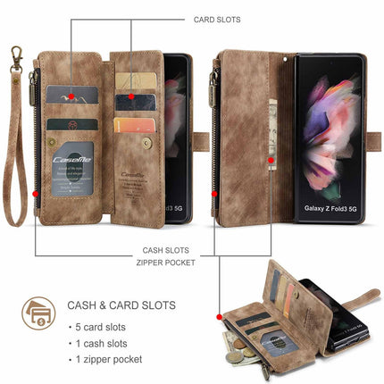 Samsung Galaxy Z Fold 3 Case - Retro Wallet with Card Slots, Magnetic Stand & Strap, Compatible with Samsung.