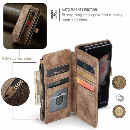Samsung Galaxy Z Fold 3 Case - Retro Wallet with Card Slots, Magnetic Stand & Strap, Compatible with Samsung.