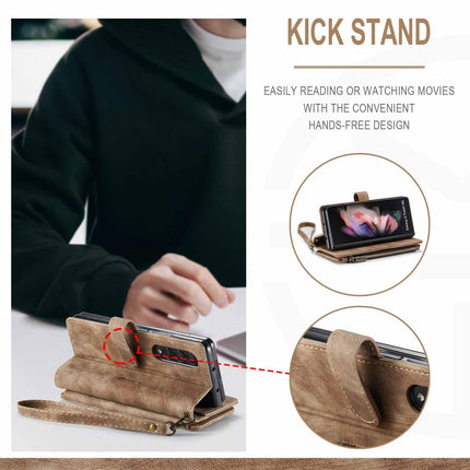 Samsung Galaxy Z Fold 3 Case - Retro Wallet with Card Slots, Magnetic Stand & Strap, Compatible with Samsung.