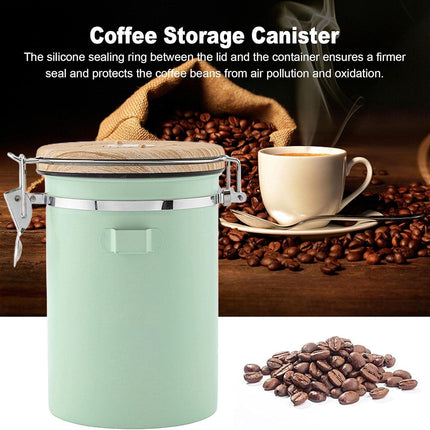 (Green) Coffee Container - Coffee Jar - 1.8L - Coffee Container Storage Jar - Coffee Container - Airtight Coffee Container with CO2 Valve - green green.