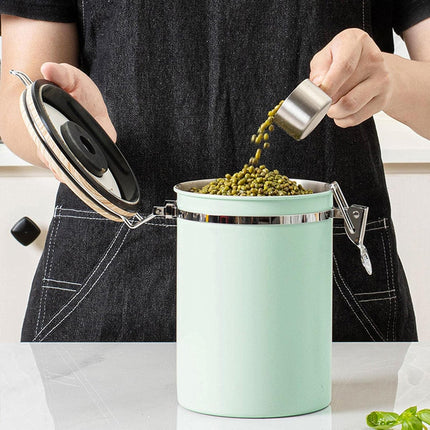 (Green) Coffee Container - Coffee Jar - 1.8L - Coffee Container Storage Jar - Coffee Container - Airtight Coffee Container with CO2 Valve - green green.