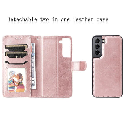 Compatible with Samsung S22 Magnetic 2-in-1 Phone Case/Wallet - Pink Pink gold Pink gold.