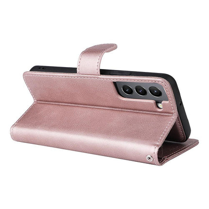 Compatible with Samsung S22 Magnetic 2-in-1 Phone Case/Wallet - Pink Pink gold Pink gold.