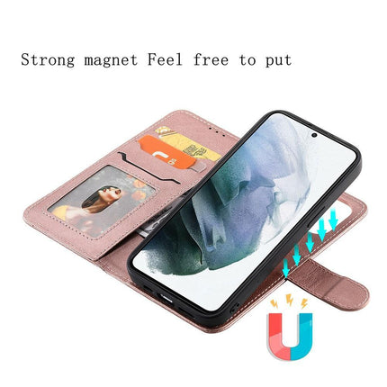 Compatible with Samsung S22 Magnetic 2-in-1 Phone Case/Wallet - Pink Pink gold Pink gold.