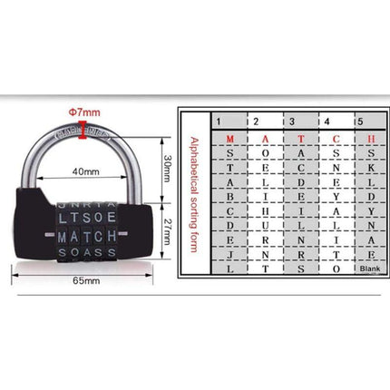 Combination Lock, Code Lock, Waterproof and Rustproof Combination Lock for Families, Schools, Businesses, Cabinets and Other Places (5 Letter Lock).