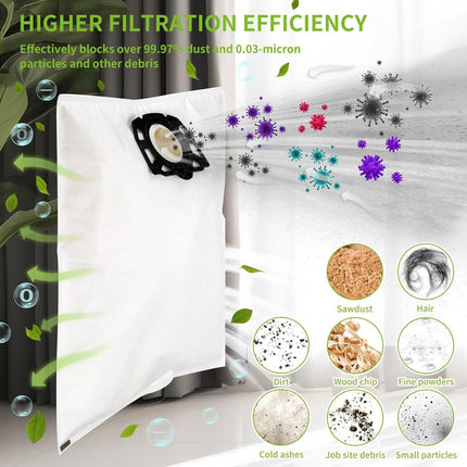 10 pcs vacuum cleaner bags compatible with Kärcher vacuum cleaners wd4 wd5 wd6 mv4 mv5 mv6.