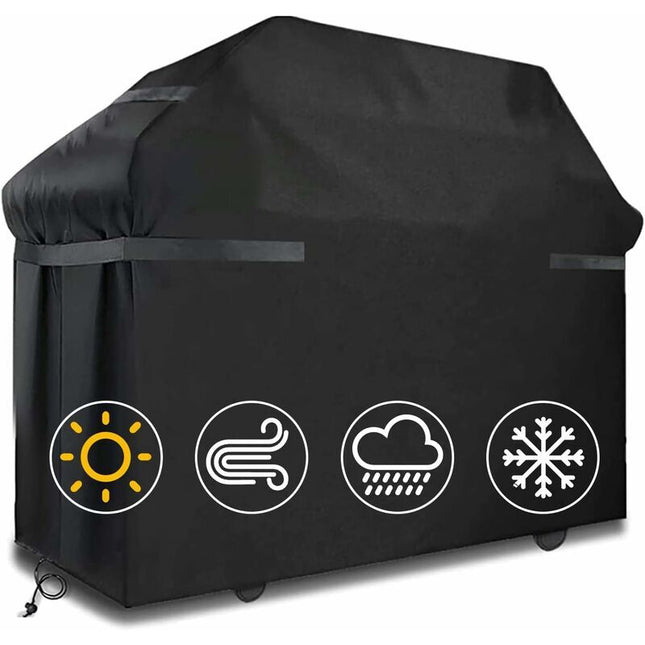 Grill Cover Waterproof Protection Windproof, tear-proof cover with straps and storage bag (145x61x117cm).