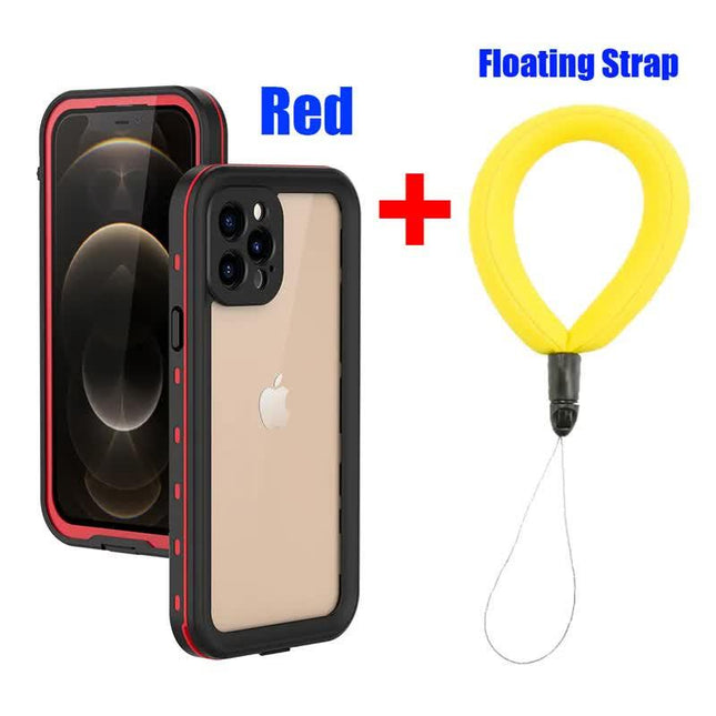 IP68 Waterproof Case for iPhone 15 14 13 12 11 Pro Max XS Max XR 7 8 RedPepper Transparent Protection Diving Underwater Swimming Outdoor Sports RD with Strap RD with Strap i-Phone 13.