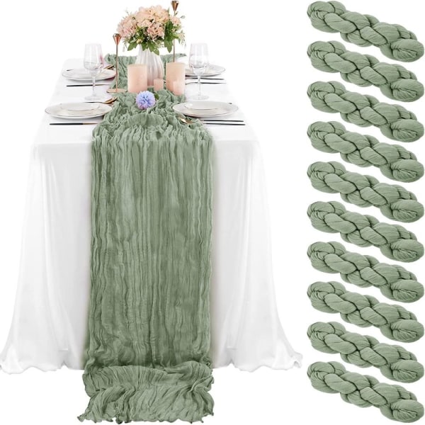 1st Cheesecloth Table Runner Loose-woven Table Runner LIGHT GREEN Light Green.