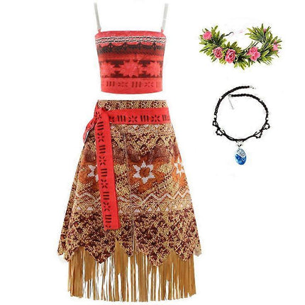 Vaiana Cosplay for Girls Halloween Masquerade Carnival Party Costume with Accessories With accessories 120.