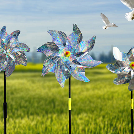 INF Reflective Scarecrow Wind Spinner Silver 2-pack.