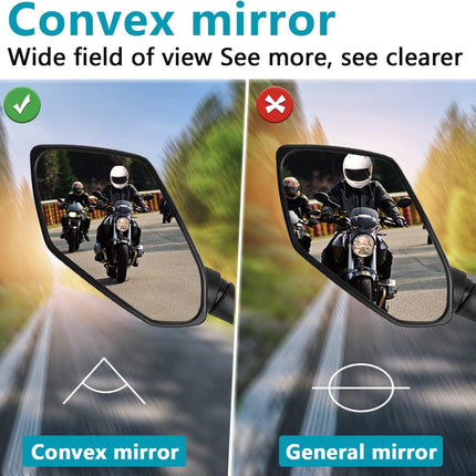 Motorcycle mirror, pair of universal rearview mirrors, suitable.