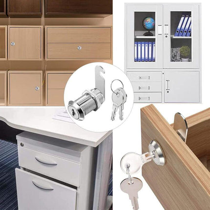 16mm Cylinder Security Lock for Mailbox with 5 Different Lock Plates and 2 Keys, Cabinet Lock, Cupboard, Toolbox, File Cabinet.