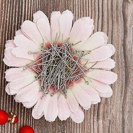 300pcs 4cm 304 Stainless Steel Open Eye Pins Head Pins for Jewelry Making, (Silver) Silver Silver Silver.