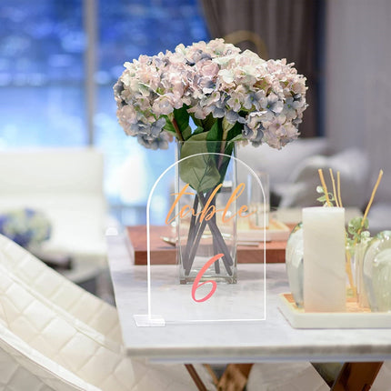 5-pack Transparent Acrylic Sign Acrylic Wedding Table Number with Stand Blank Arched Guest Name Table Number Holder.