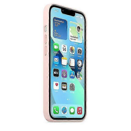 Silicone Case with MagSafe for iPhone 13 Chalk Pink.