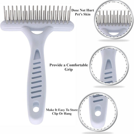 Undercoat Comb Dog Brush Dematting Self-Cleaning Lick Brush Puppy Brush Double Row Teeth Metal Comb for Removal Removes Loose Hair.