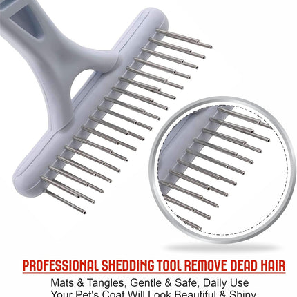 Undercoat Comb Dog Brush Dematting Self-Cleaning Lick Brush Puppy Brush Double Row Teeth Metal Comb for Removal Removes Loose Hair.