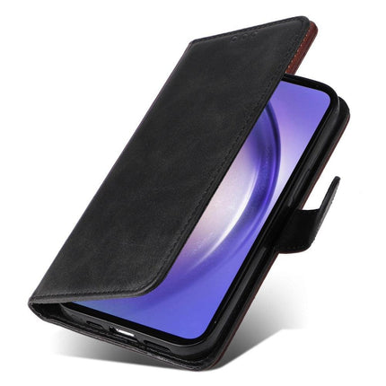 SKALO Samsung A55 5G PU Leather Wallet Case - Multiple Colors Black.