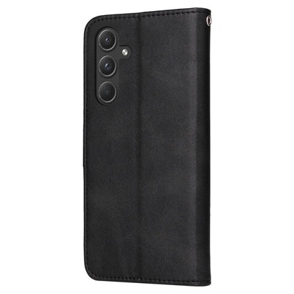 SKALO Samsung A55 5G PU Leather Wallet Case - Multiple Colors Black.