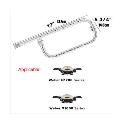Grill Burner Tube Stainless Steel 304, 60040 69957, Replacement for Q100 Q120 Q1000 Q1200 Baby Q Sliv.