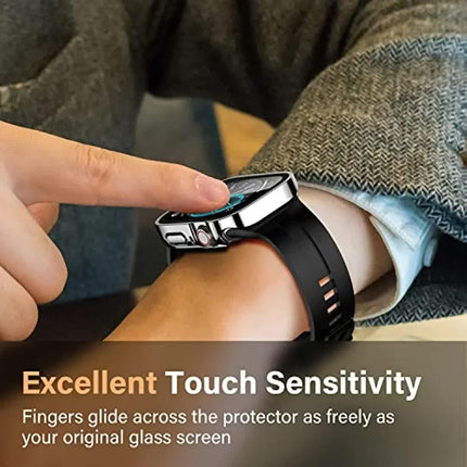 Waterproof Case for Apple Watch 7 8 9 45 mm 41 mm Screen Protector Glass+ Protection Bumper Tempered Glass iWatch 5 SE 6 44 mm 40 mm Accessories Black Black Series 4 5 6 SE 44mm.