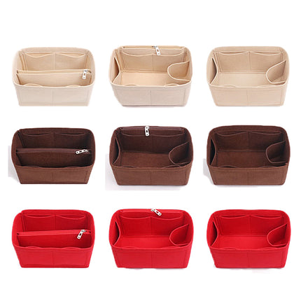 Bag Organizer Felt Fabric Insert 25 30 35 Makeup Handbag Khaki StyleC A.