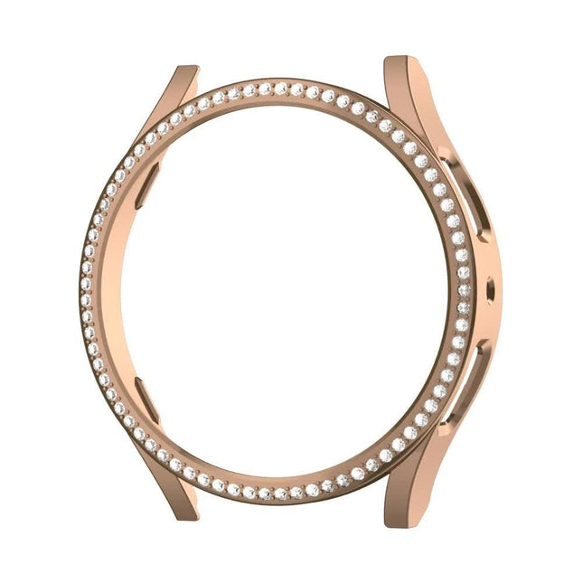 Compatible with Samsung Galaxy Watch 6 5 4 40mm Case PC Single Row Diamond-Coated Shiny Protection Rose Gold Galaxy Watch6 40mm.