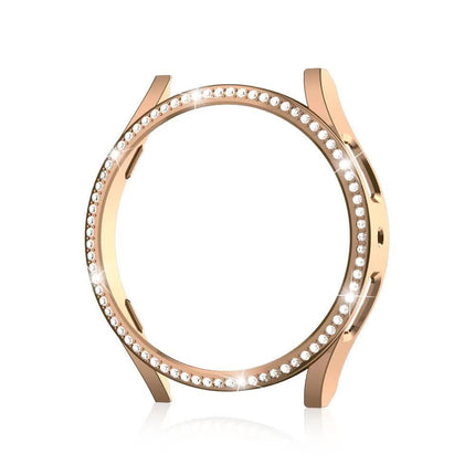 Compatible with Samsung Galaxy Watch 6 5 4 40mm Case PC Single Row Diamond-Coated Shiny Protection Rose Gold Galaxy Watch6 40mm.