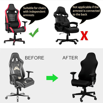 [QD] Gaming chair cover, with armrests, black stretchy chair cover, washable, for gaming chair, computer chair, swivel chair.