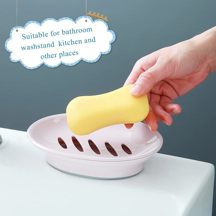 2-pack soap dish, plastic soap cups, non-slip soap dish, soap holder, shower with drip tray, easy-to-clean soap saver (pink).