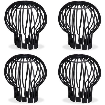 Downspout Cover, 4-pack, Plastic Basket, Leaf Catcher for Gutter, Rain Pipe Cover, Gutter Cover, Ø 13 cm, black.