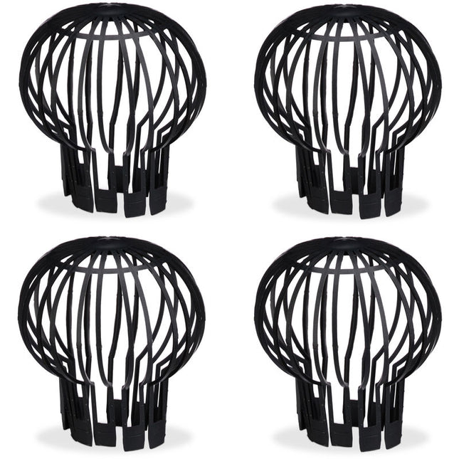 Downspout Cover, 4-pack, Plastic Basket, Leaf Catcher for Gutter, Rain Pipe Cover, Gutter Cover, Ø 13 cm, black.