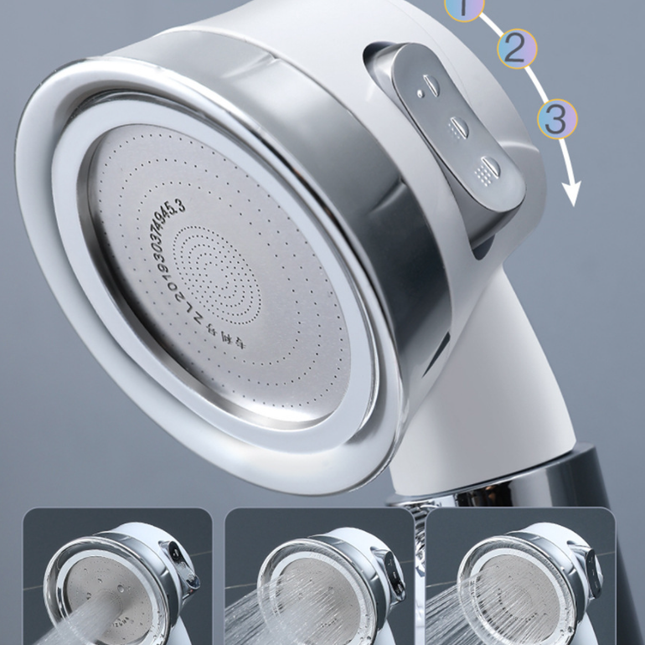 Large Pressurized Handheld Shower Head, Three-stage Water Stop Shower Head (White Without Vibrating Head (No Filter Cotton)).