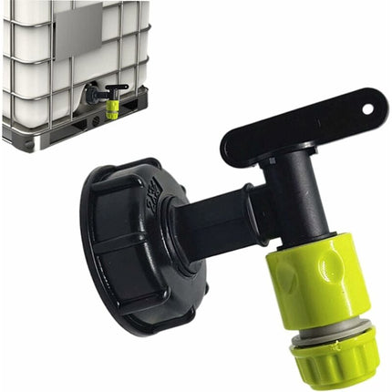 1000L Plastic Tank Faucet with Garden Hose Connector, IBC Tank Faucet Adapter, 3/4 Inch Thread Connection for Rainwater Collector, Fuel Tank.